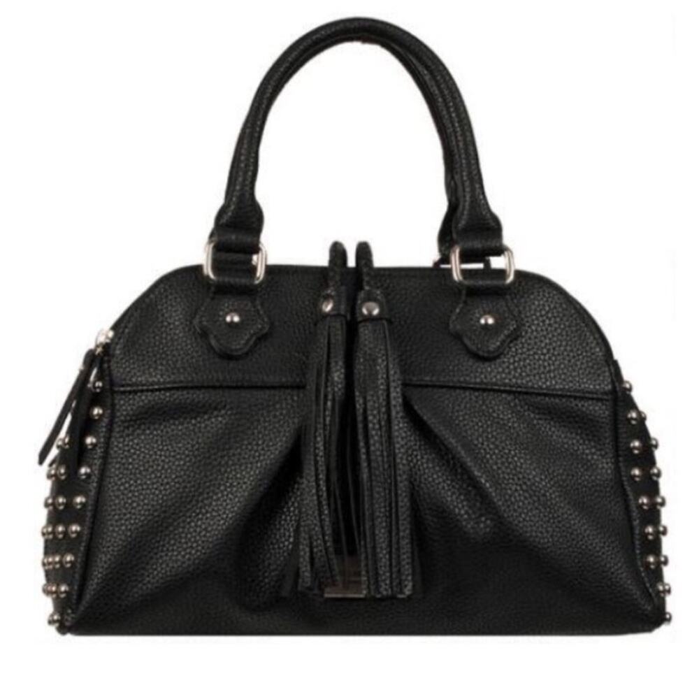 Andrew Marc New York black silver studded satchel